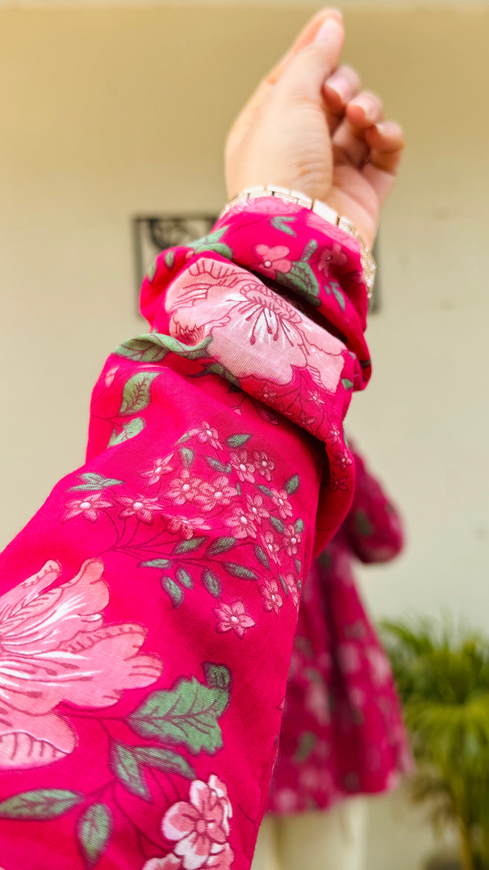 Pink Flared Floral Print Aliacut Peplum Top