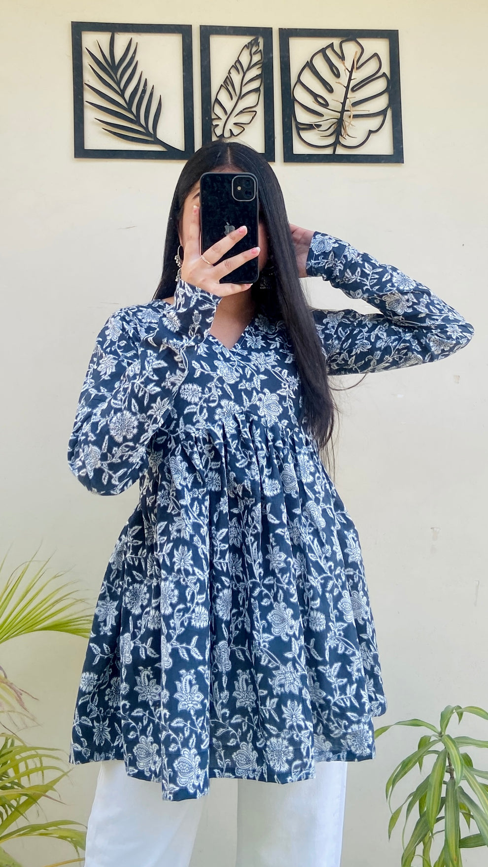 Cotton Flared Aliacut Floral Print Peplum Top